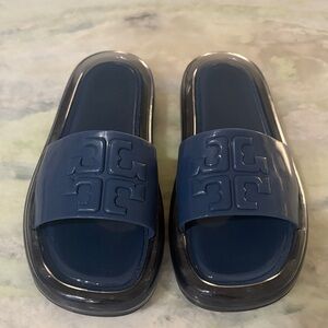 Tory Burch Blue Slide Sandals